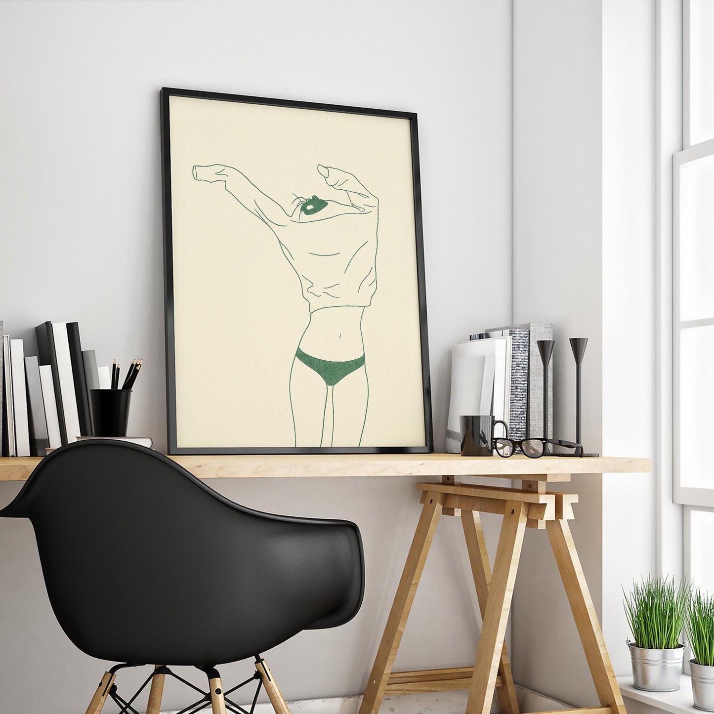 Minimalist Woman Line Art Print – Modern Feminine Poster