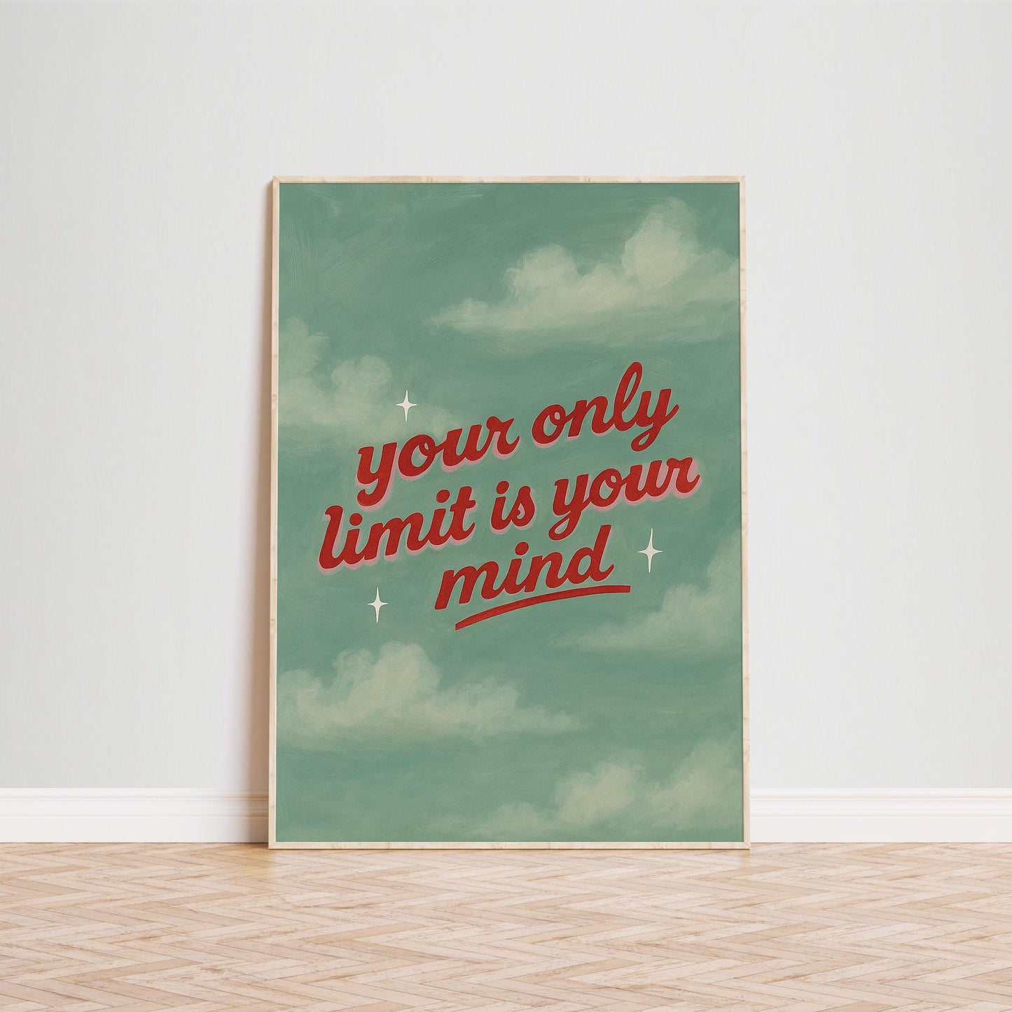 Motivational Quote Poster – Vintage Typography Print With Dreamy Sky Art