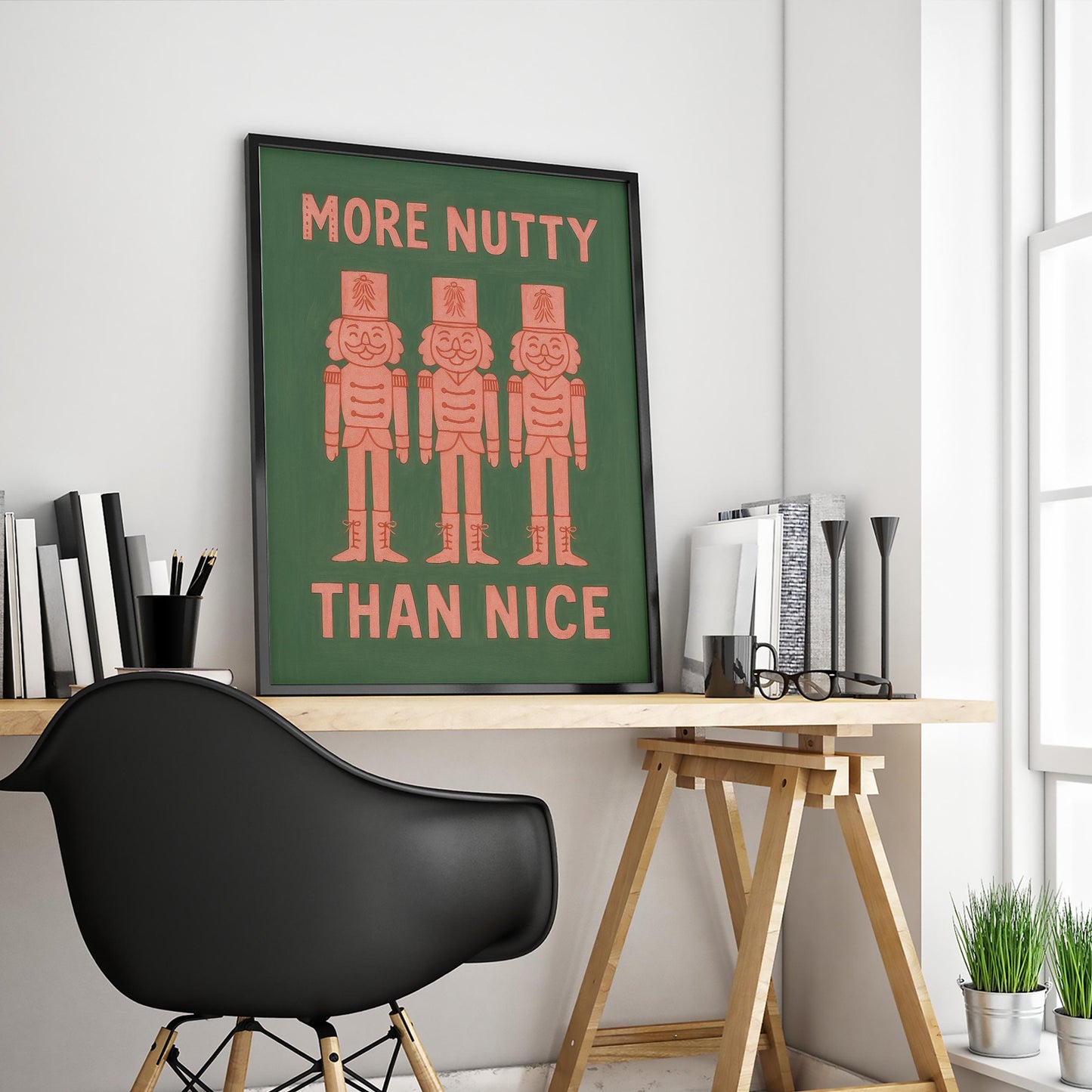 Retro Christmas Wall Art – Funny Nutcracker Holiday Print on Semi-Glossy Paper