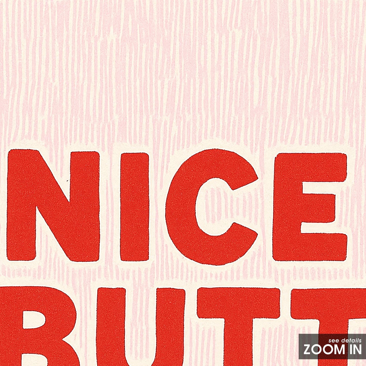 Nice Butt Poster – Funny Bathroom Wall Art in Retro Pink and Red