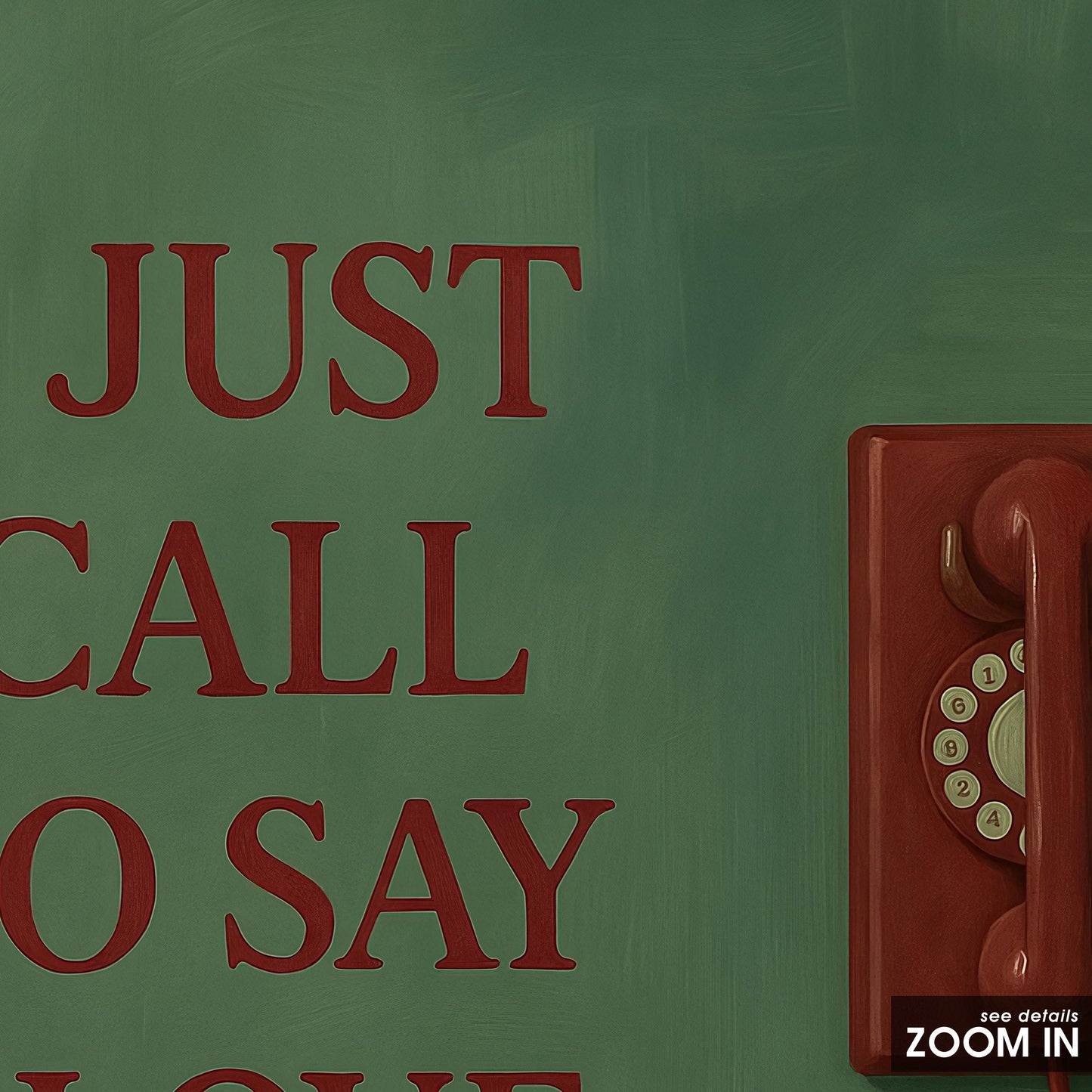 Retro Phone Poster – Vintage Call Artwork With Bold Green Romantic Wall Print