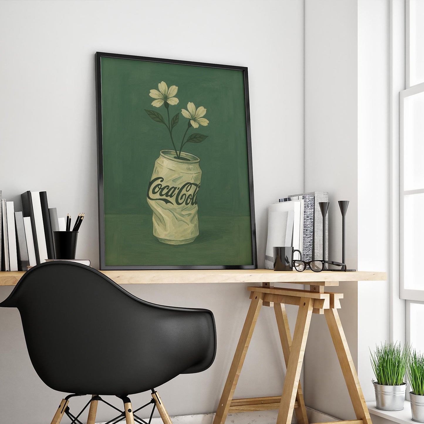 Vintage Pop Wall Art – Cola Wall Art Crushed Soda Can Vase Floral Poster