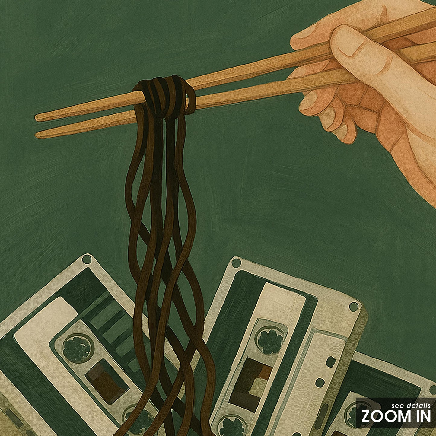 Cassette Tape Poster - Quirky Retro Wall Art Featuring Noodle Art Print