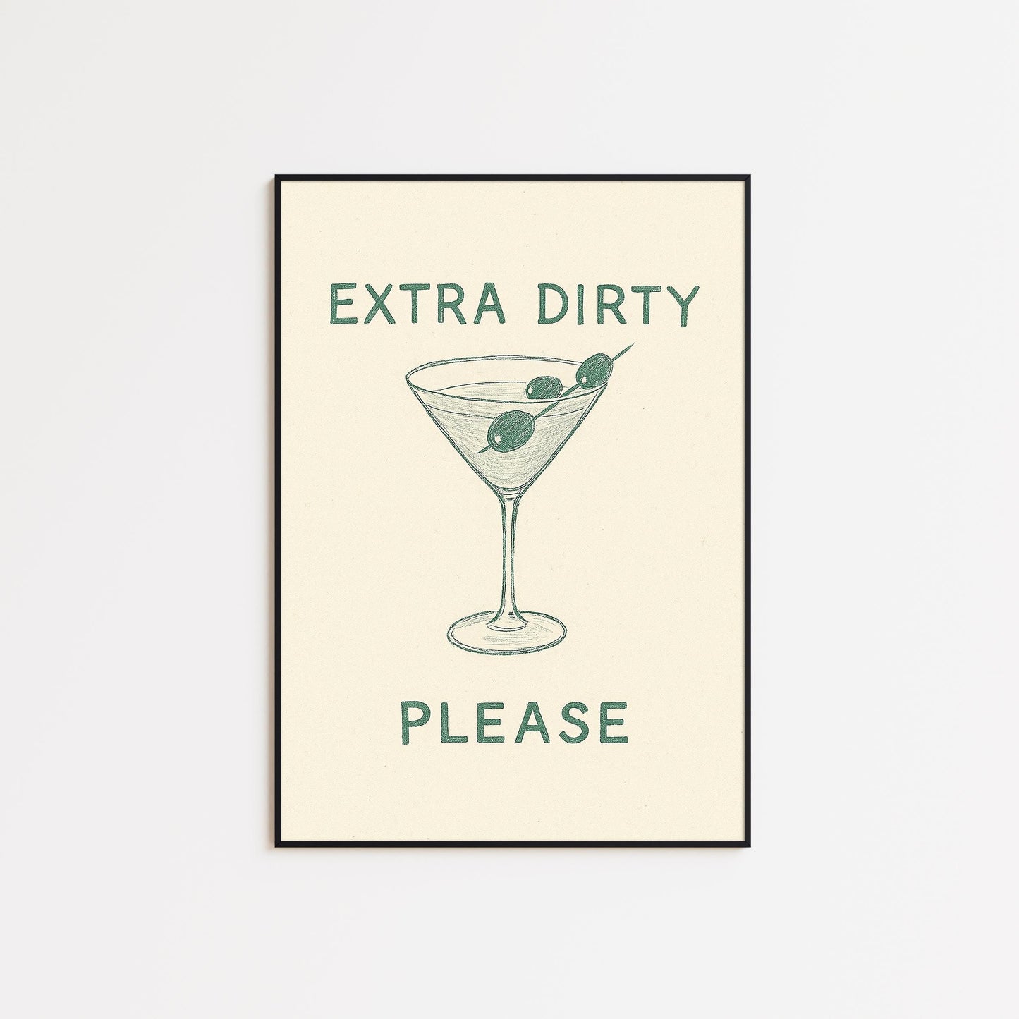 Extra Dirty Please Poster – Martini Bar Wall Art Retro Cocktail Print