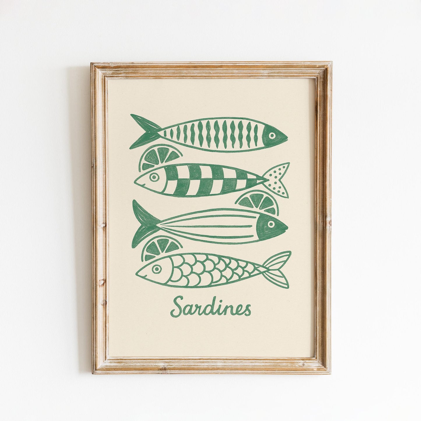 Sardines Poster – Retro Kitchen Wall Art in Green