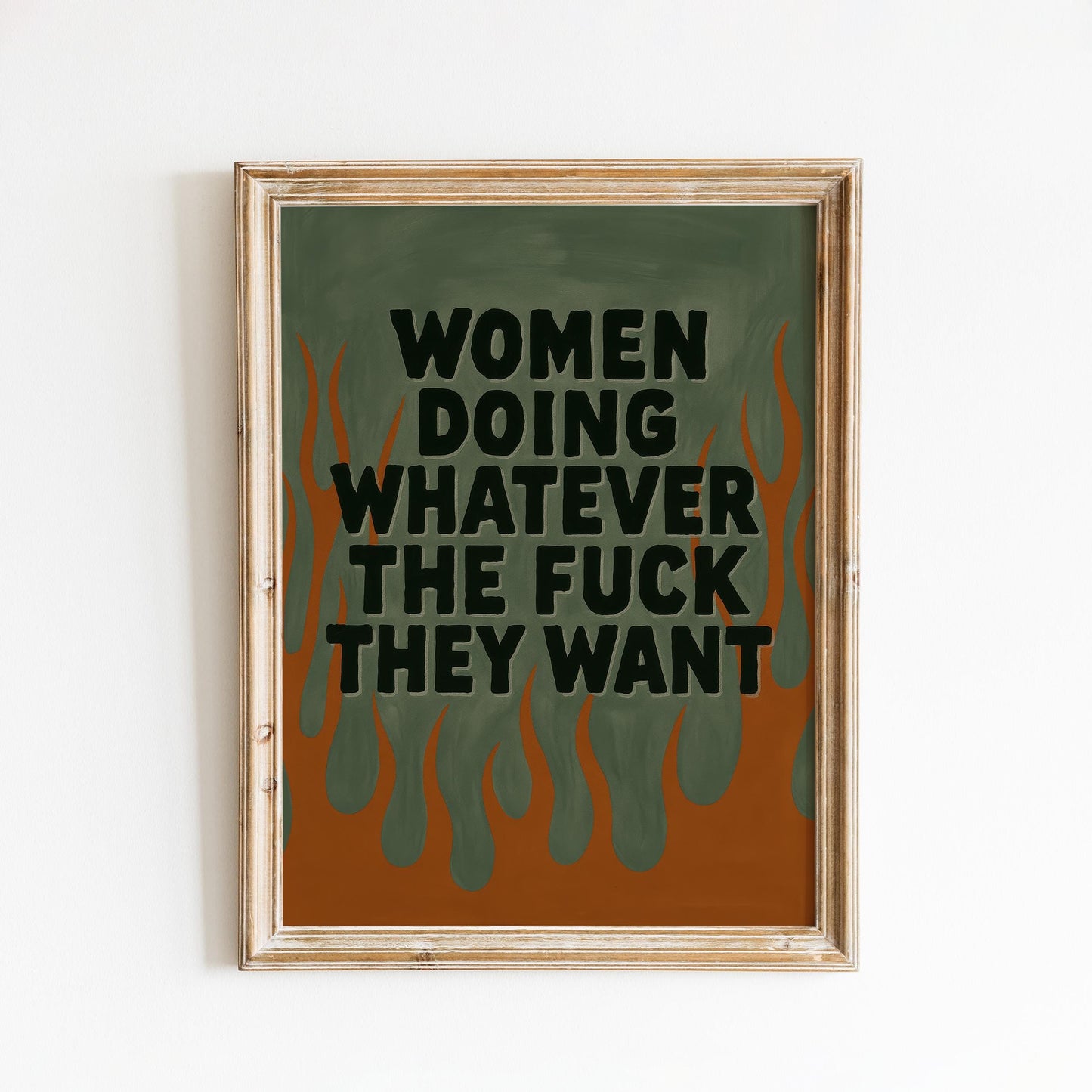 Feminist Poster – Bold Quote Print With Flame Illustration Art For Empowerment