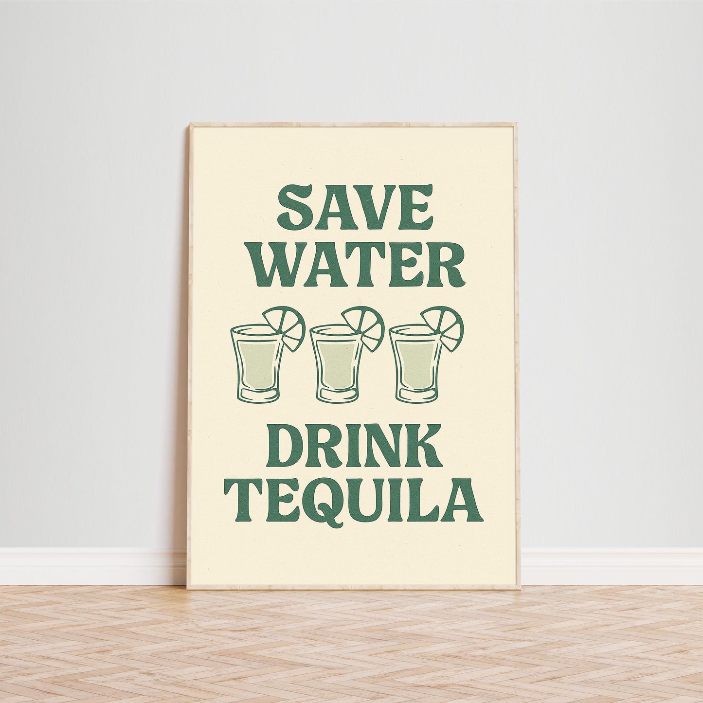 Save Water Drink Tequila Poster – Funny Retro Bar Wall Art