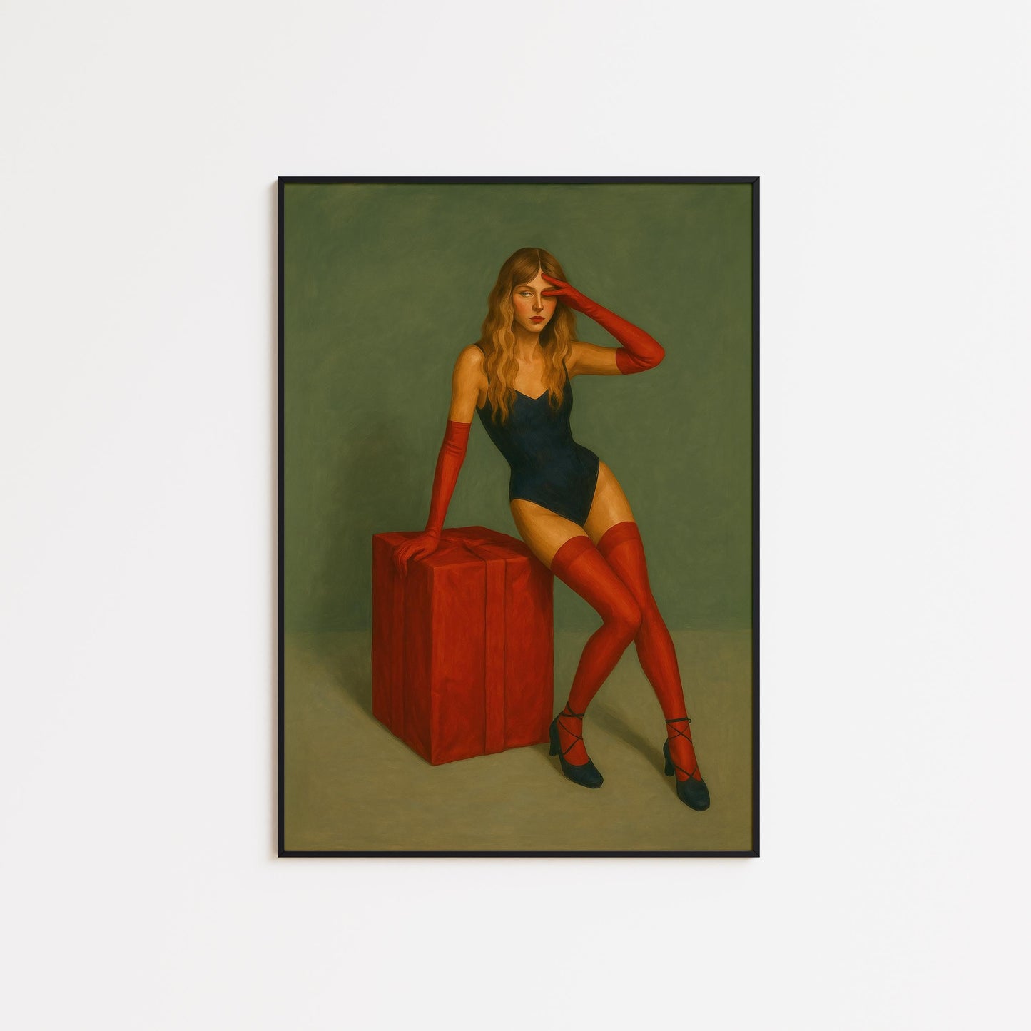 Retro Femme Fatale Poster – Red Glove Artwork | Stylish Xmas Gift & Holiday Wall Print
