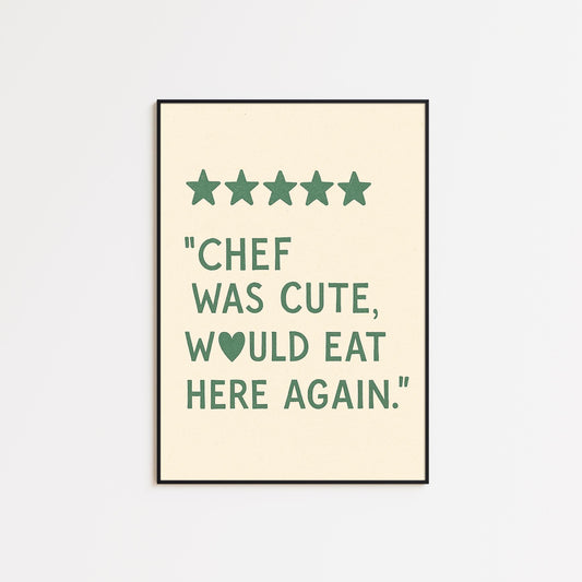 Funny Kitchen Print: Chef Review Wall Art