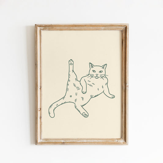 Confident Cat Poster – Minimalist Funny Line Art Print