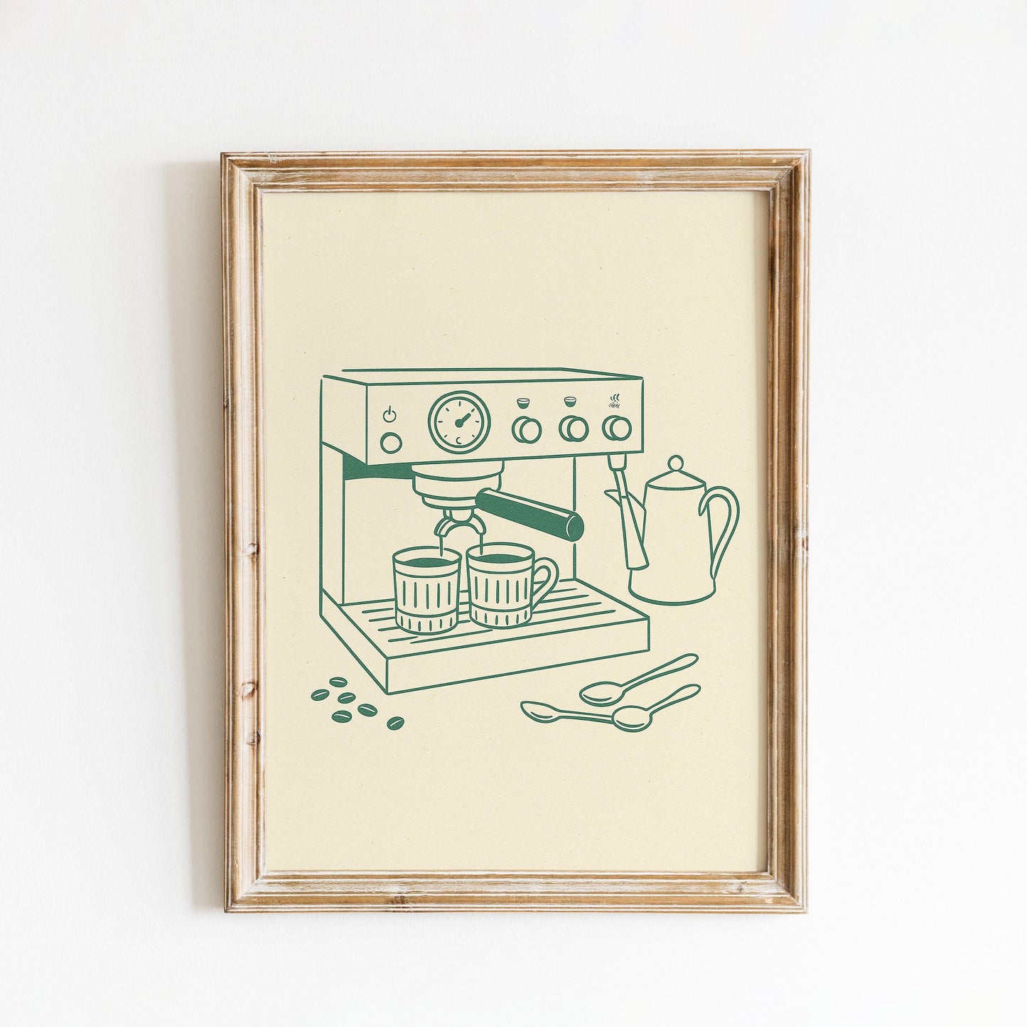 Espresso Machine Poster – Minimal Coffee Line Art, Cozy Café Wall Print