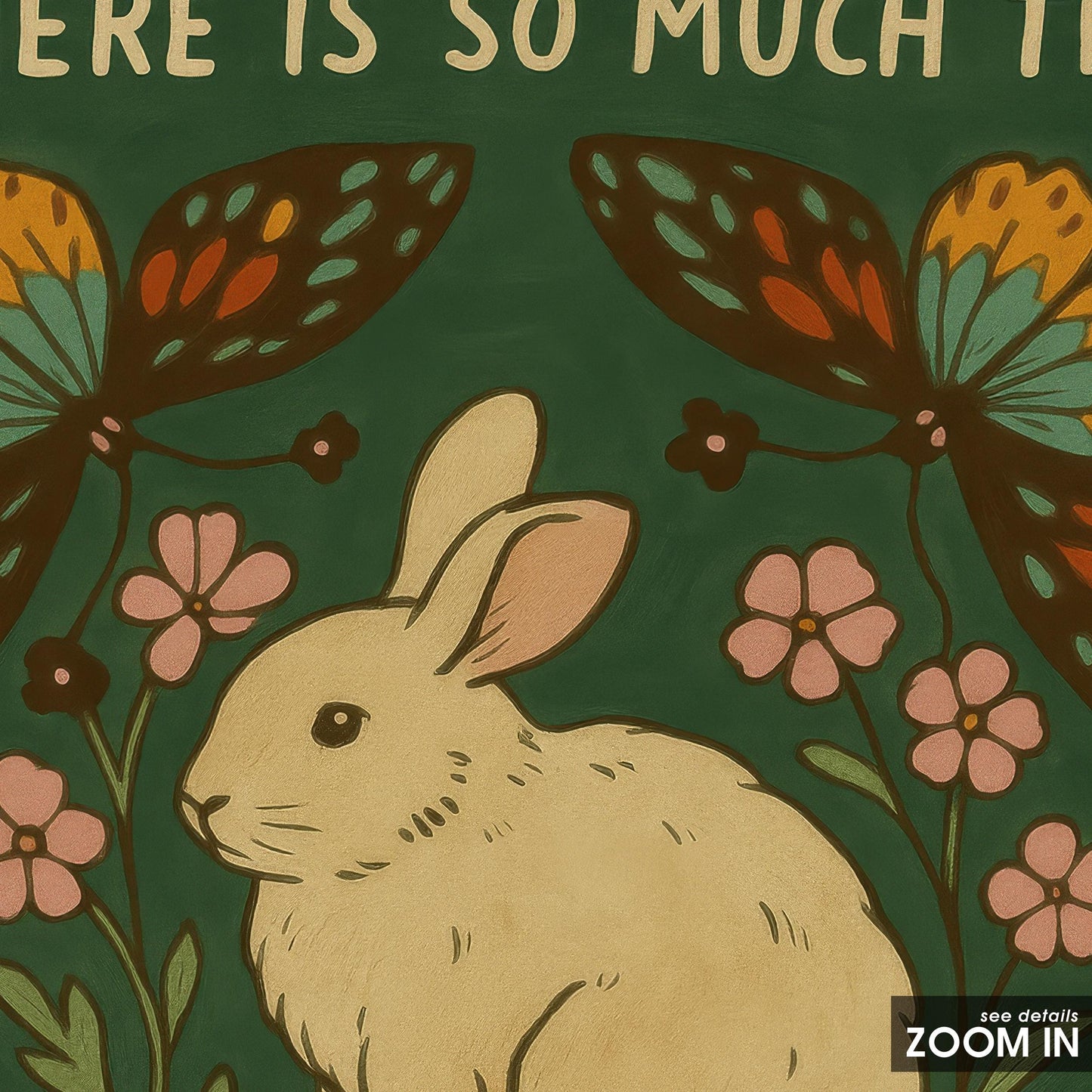 Inspirational Quote Poster – Folk Art Print With Rabbit & Butterfly Wall Decor