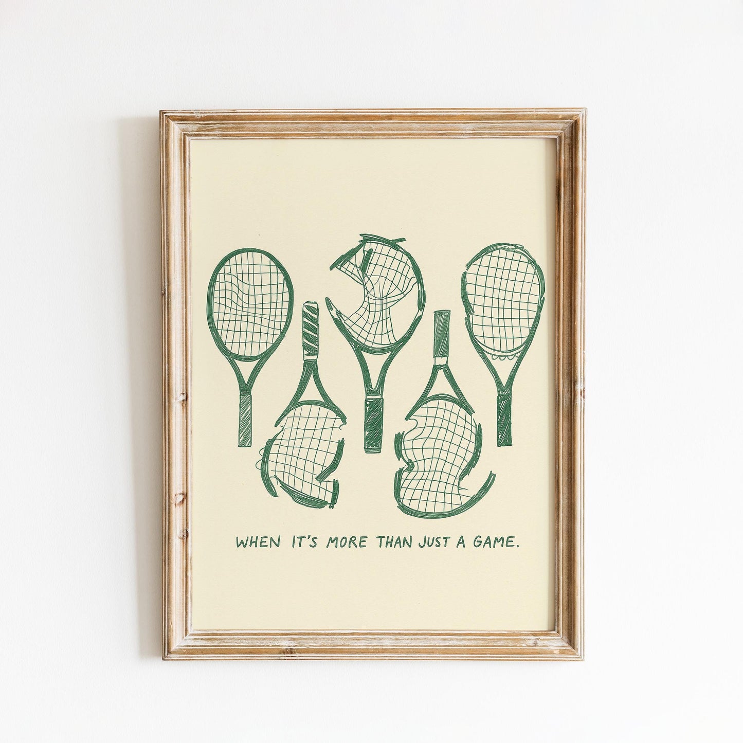 Broken Tennis Rackets Poster – “When It’s More Than Just a Game” Minimal Sports Print