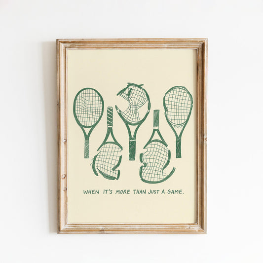 Broken Tennis Rackets Poster – “When It’s More Than Just a Game” Minimal Sports Print
