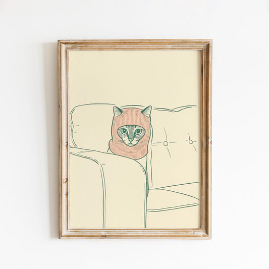 Funny Cat Poster – Minimal Cat Print With Quirky Animal Art & Cozy Wall Decor
