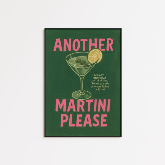 Martini Cocktail Poster – Retro Bar Wall Decor With Vintage Drink Art