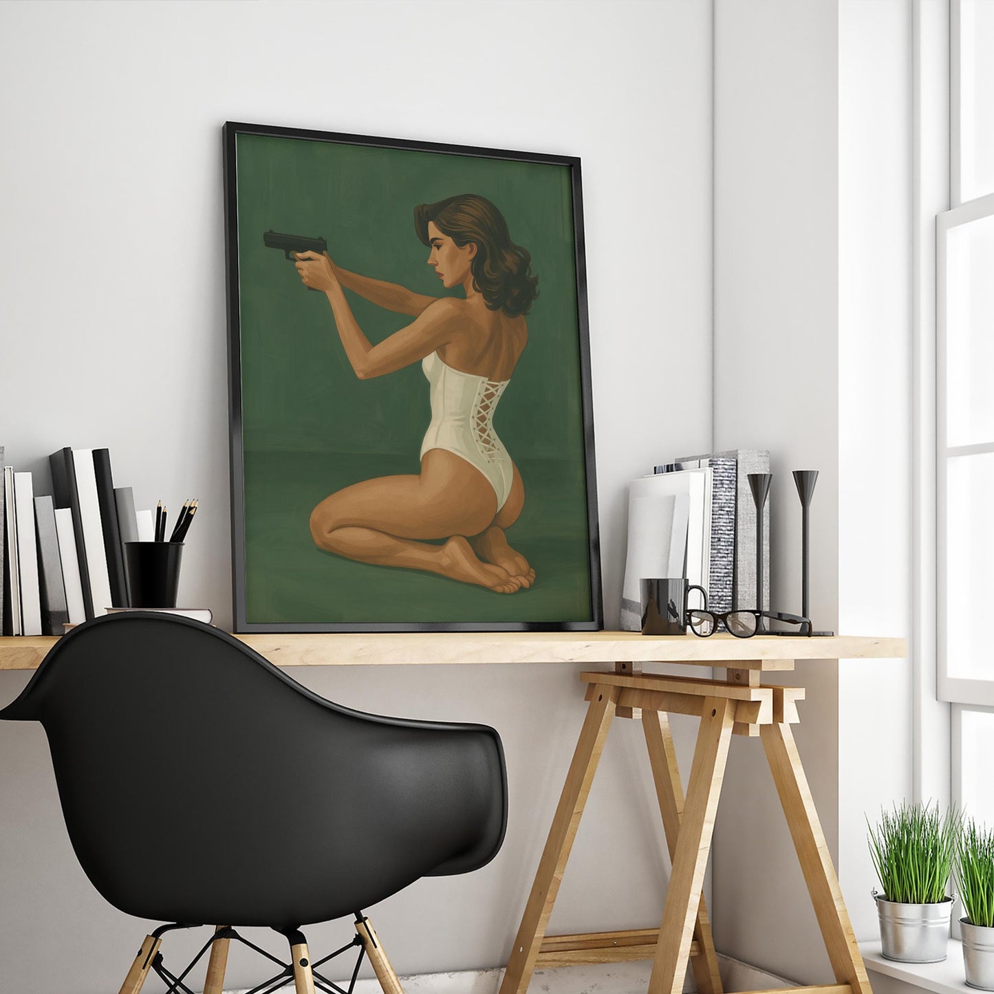 Femme Fatale Art – Bold Retro Woman Print | Cinematic Wall Decor Poster