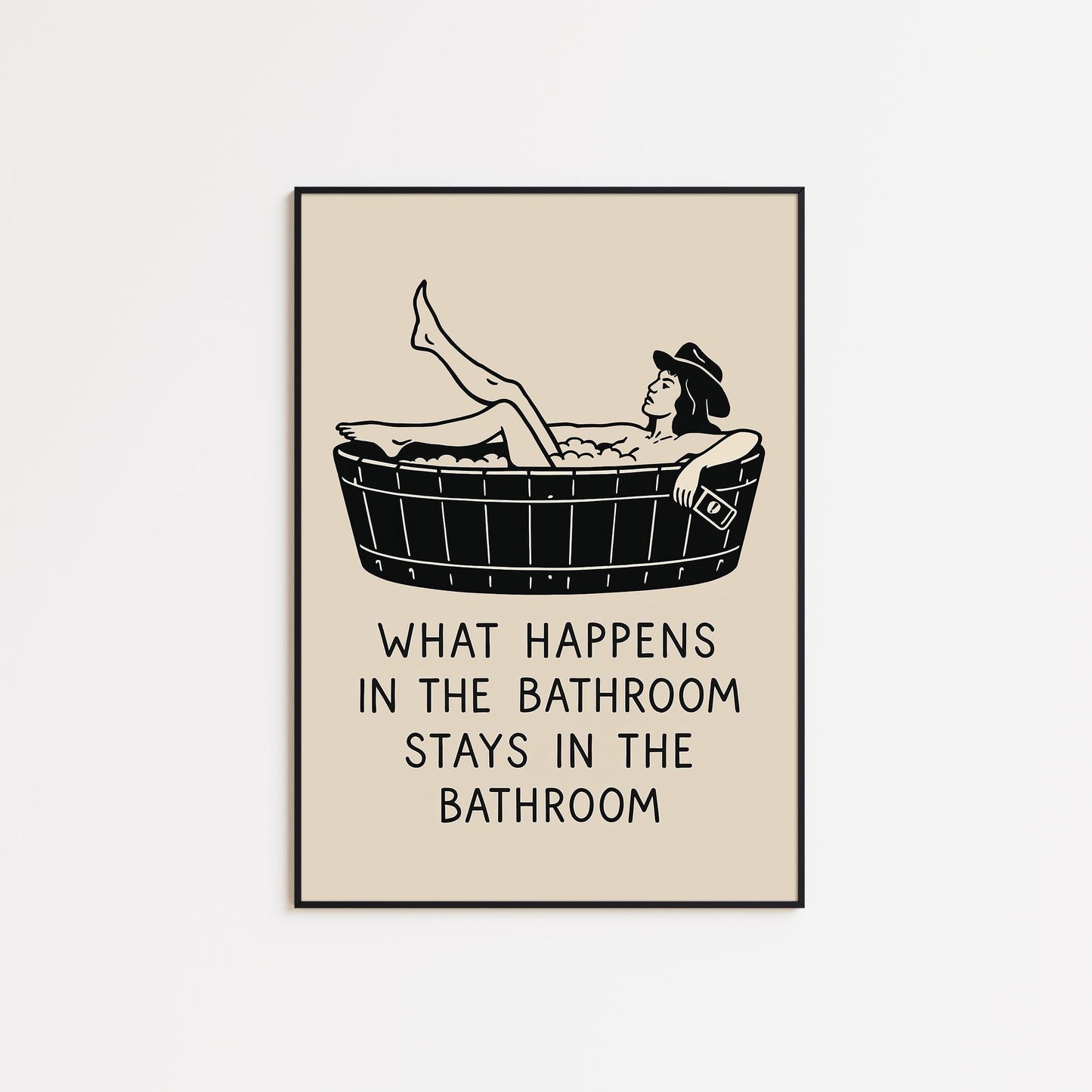 Cowgirl Bathroom Poster – Funny Western Bath Print for Rustic Decor