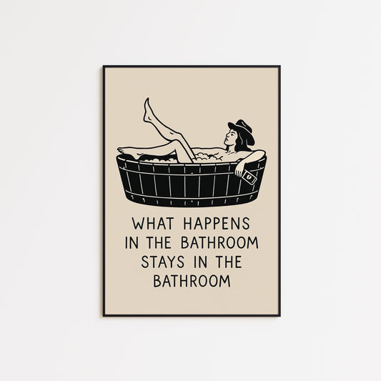 Cowgirl Bathroom Poster – Funny Western Bath Print for Rustic Decor