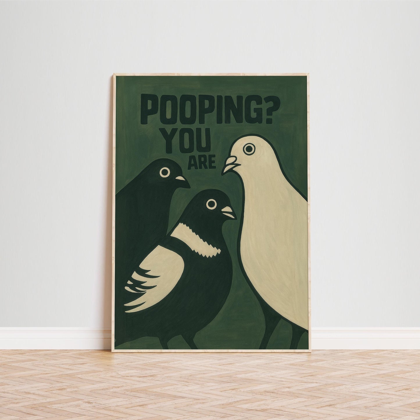 Funny Pigeon Poster – Quirky Bird Wall Art | Playful Retro Modern Design