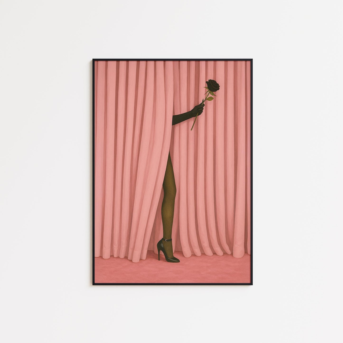 Black Rose Poster – Minimalist Art Print With Retro Wall Decor & Bold Contrast