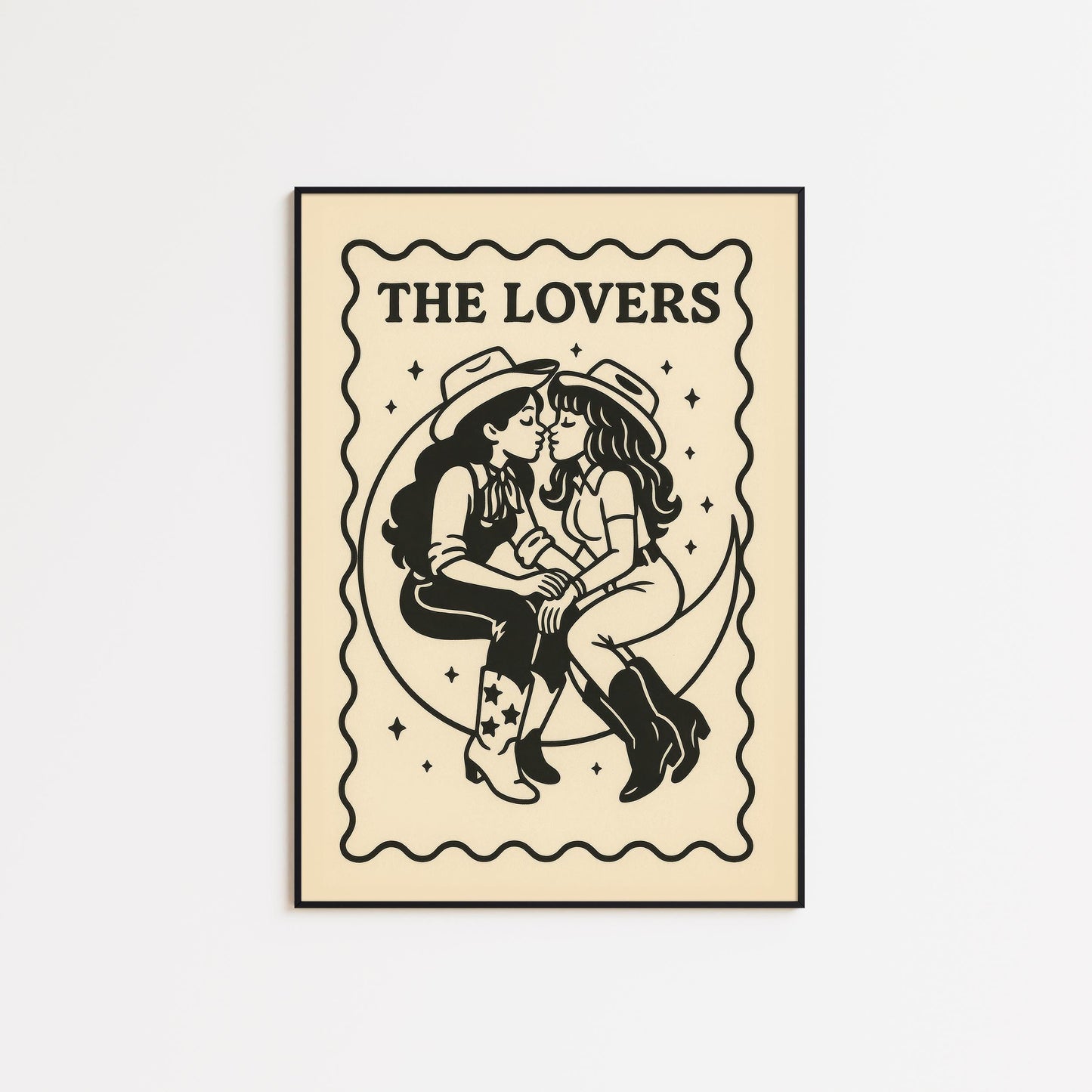 Queer Western Tarot Poster – Cowgirl Lovers Art | Sapphic Tarot Lovers Print