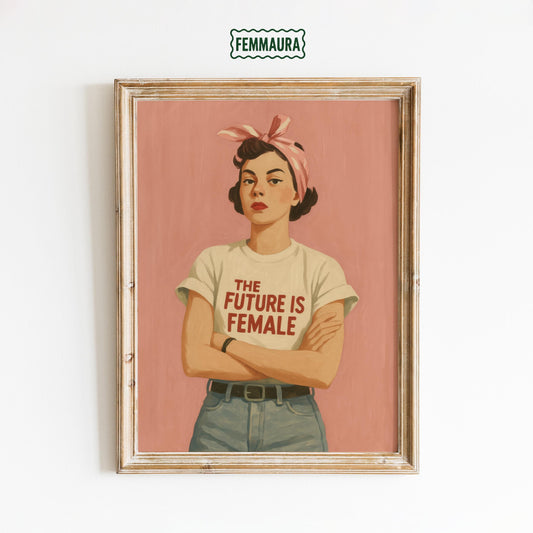 Future Is Female Poster – Bold Women Print | Feminist Wall Art, Pink Political Decor
