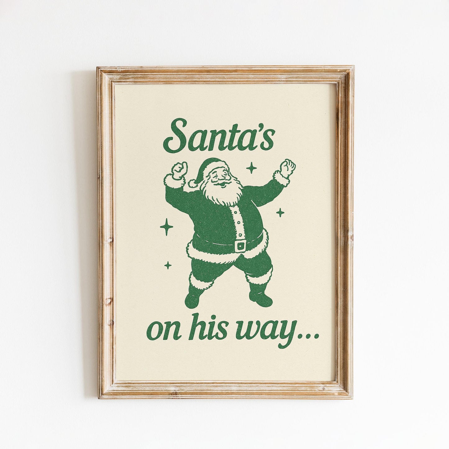 Santa’s On His Way Poster – Retro Christmas Wall Art
