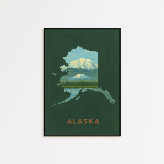 Alaska Vintage Poster – Minimalist Travel Wall Art | Rustic Cabin Decor