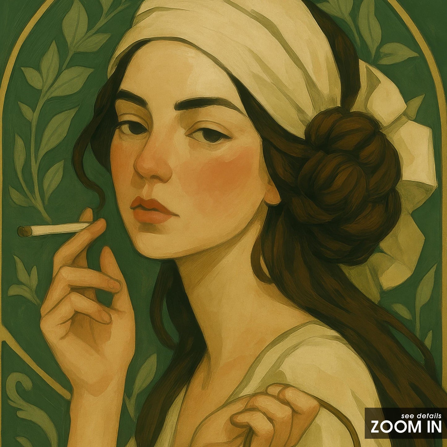 Dark Feminine Art Print – Mystic Woman Lantern Art Nouveau Poster, Moody Interior