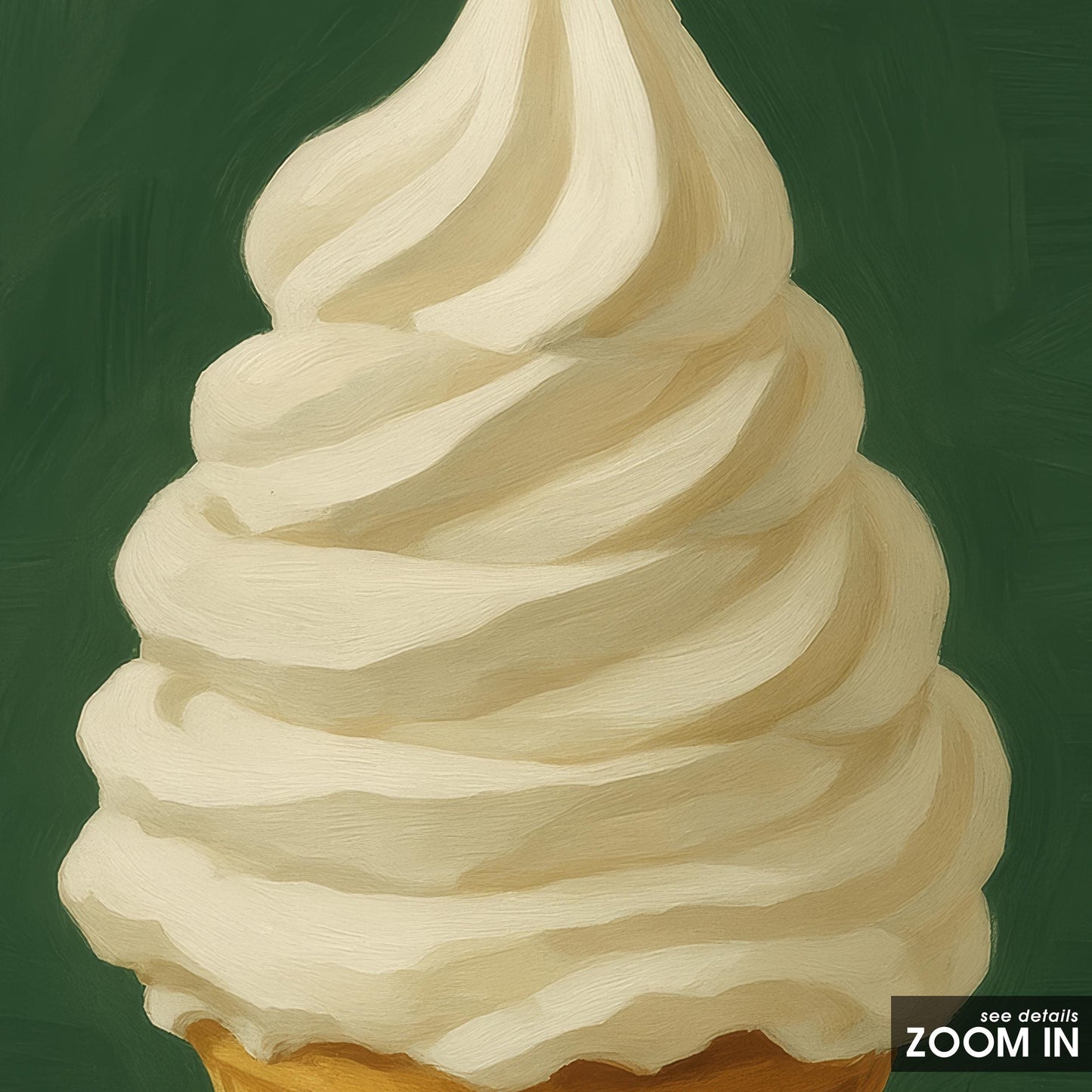 Ice Cream Wall Art – Retro Dessert Print | Minimalist Vanilla Cone Poster