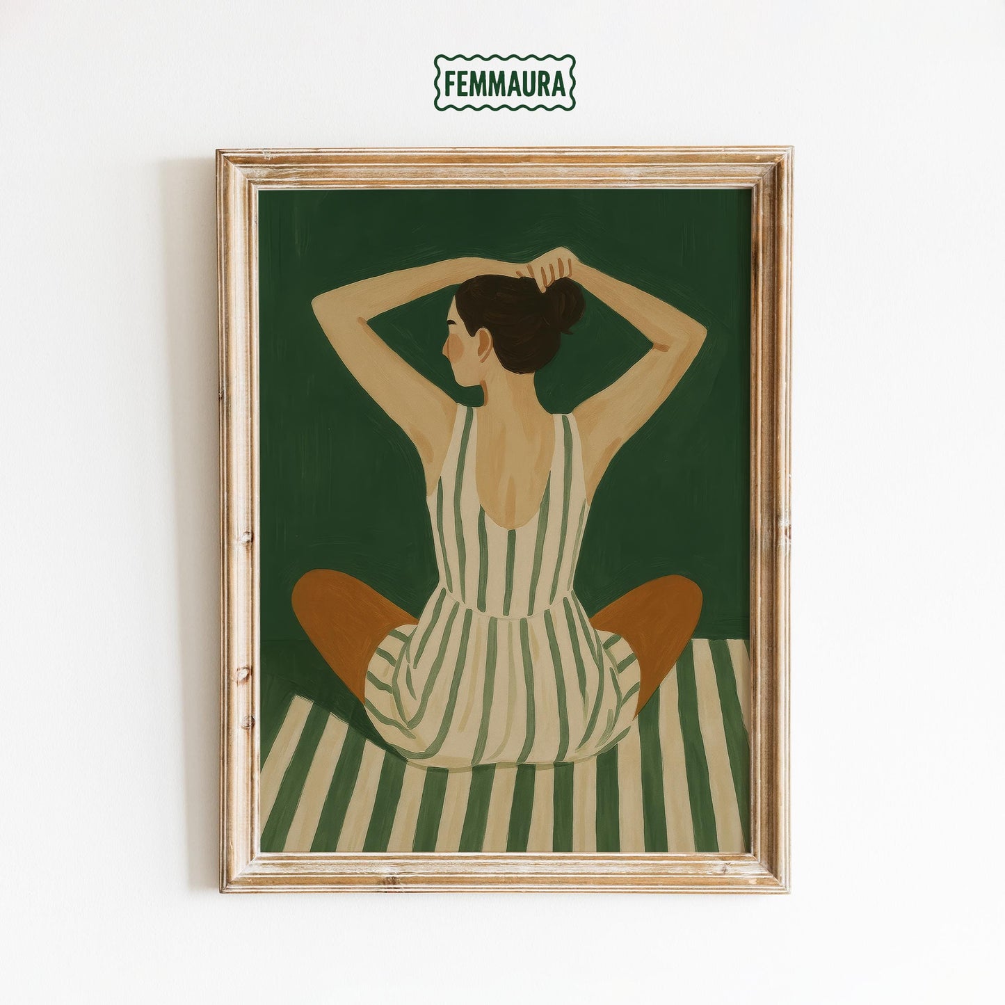 Modern Feminine Wall Art – Minimalist Green Figure Poster | Calming Yoga Decor