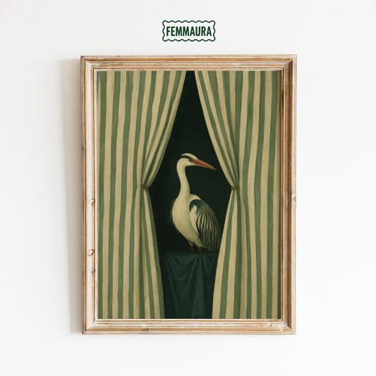 Elegant Bird Art Print – Serene Heron Poster | Minimalist Nature Artwork