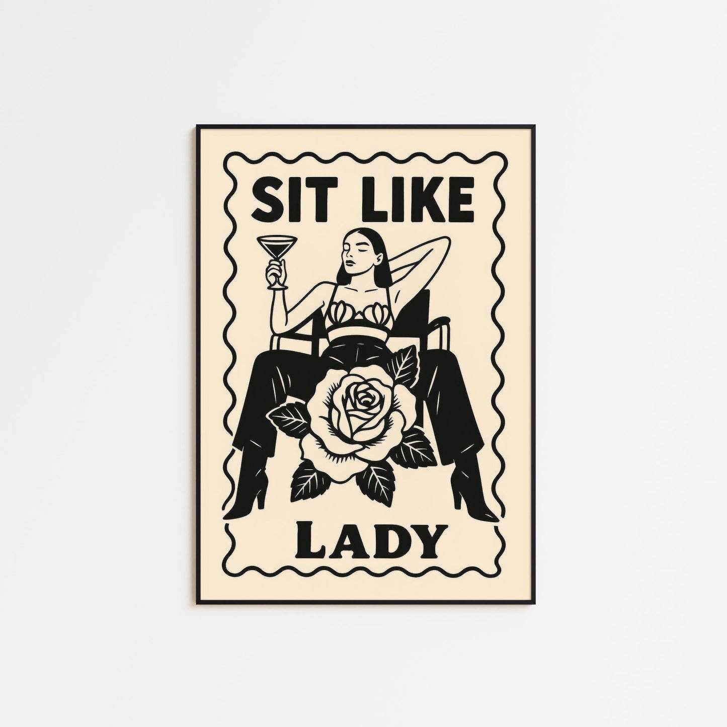 Femme Power Art Print – Bold Feminist Rose Poster | Sensual Strength Artwork