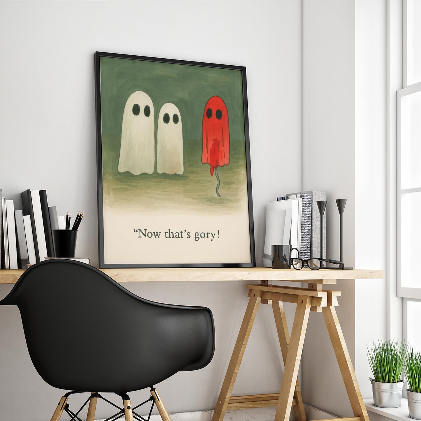 Funny Ghost Poster – Dark Humor Wall Art With Gory Pun And Macabre Humor