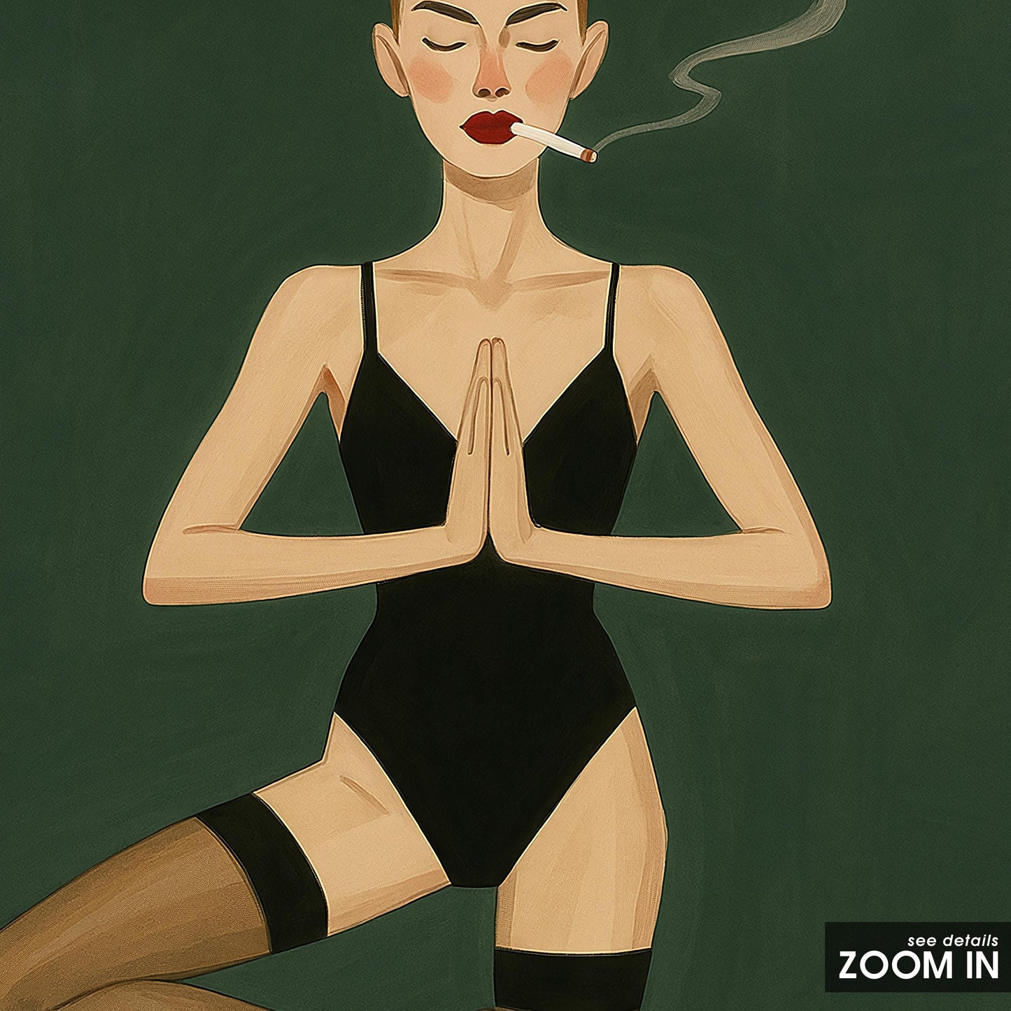 Bold Feminine Wall Art – Yoga Art Wine Poster | Modern Decor, Sensual Bedroom Print