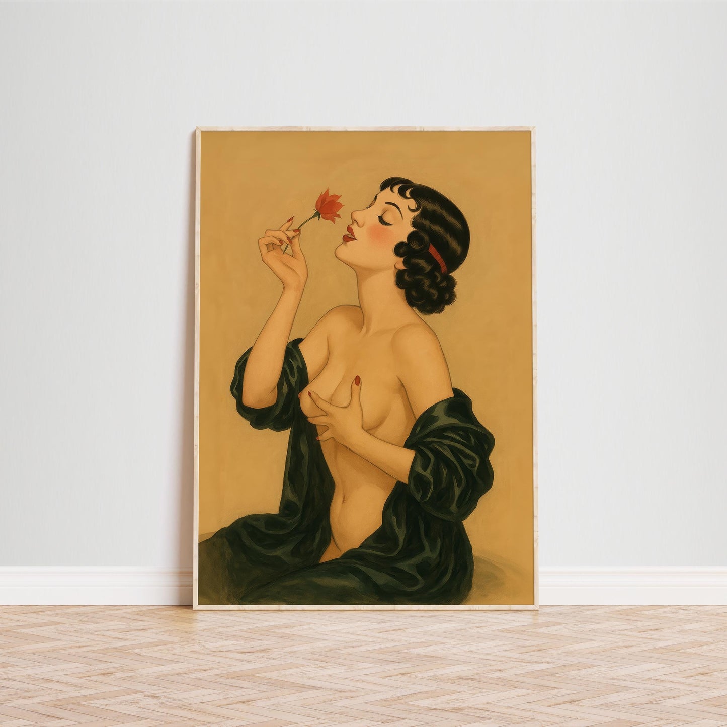 Vintage Nude Poster – Sensual Woman Print | Romantic Pinup Art & Retro Erotic Artwork