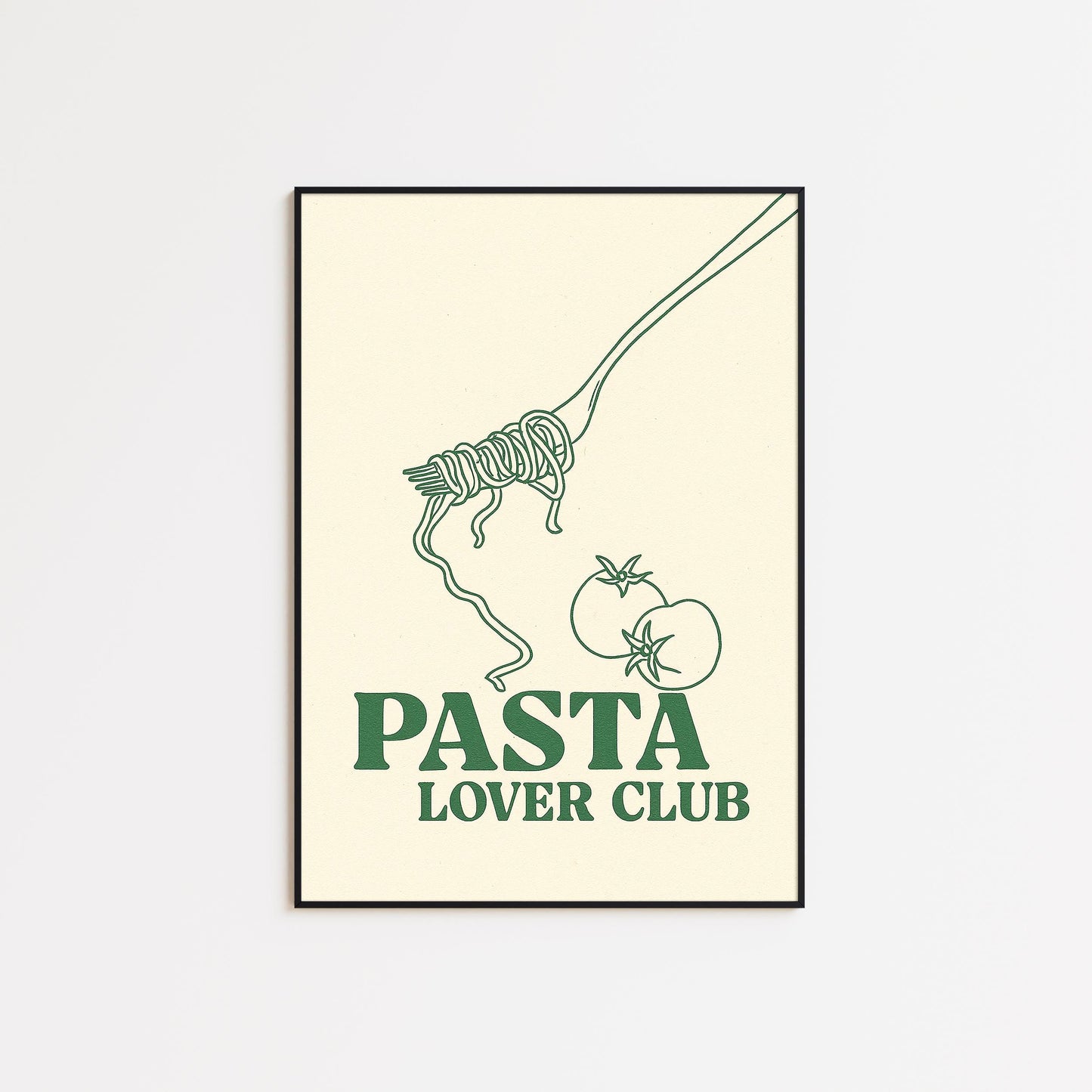 Pasta Lover Club Poster – Minimal Kitchen Wall Art, Italian Food Print