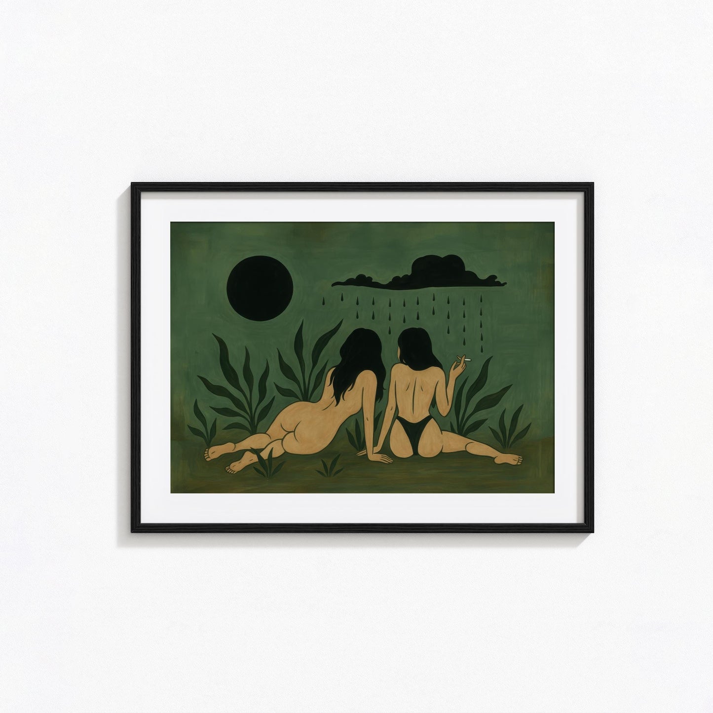Dark Feminine Art Print – Witchy Wall Decor Featuring Rain & Moon Illustration
