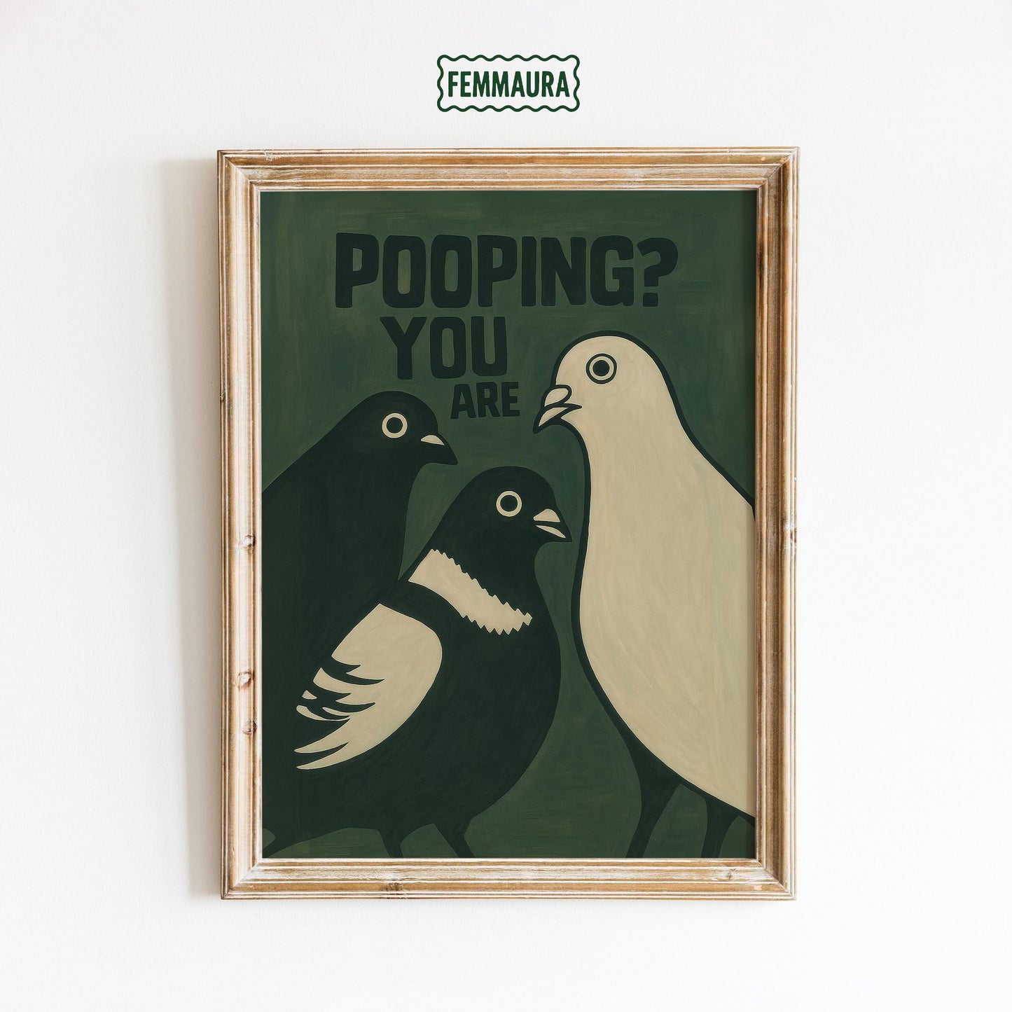 Funny Pigeon Poster – Quirky Bird Wall Art | Playful Retro Modern Design