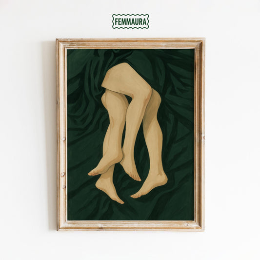 Lesbian Couple Art – Intimate Feminine Print with Intertwined Legs Painting
