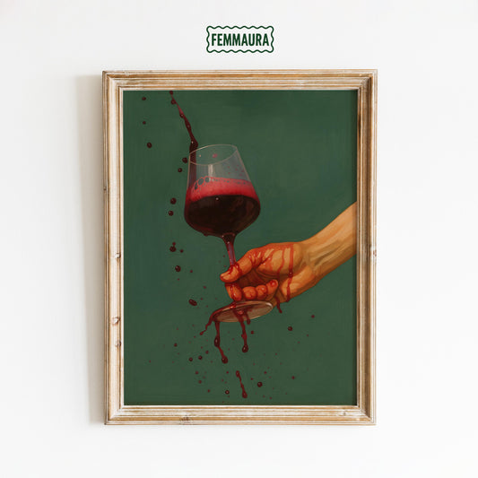 Spilled Wine Poster – Bold Retro Wall Art With Dramatic Wine Artwork