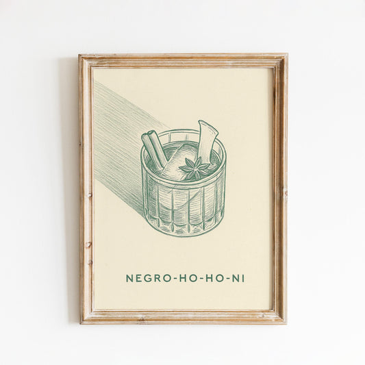 Holiday Negroni Poster – Vintage Cocktail Print | Festive Drink Art Decor