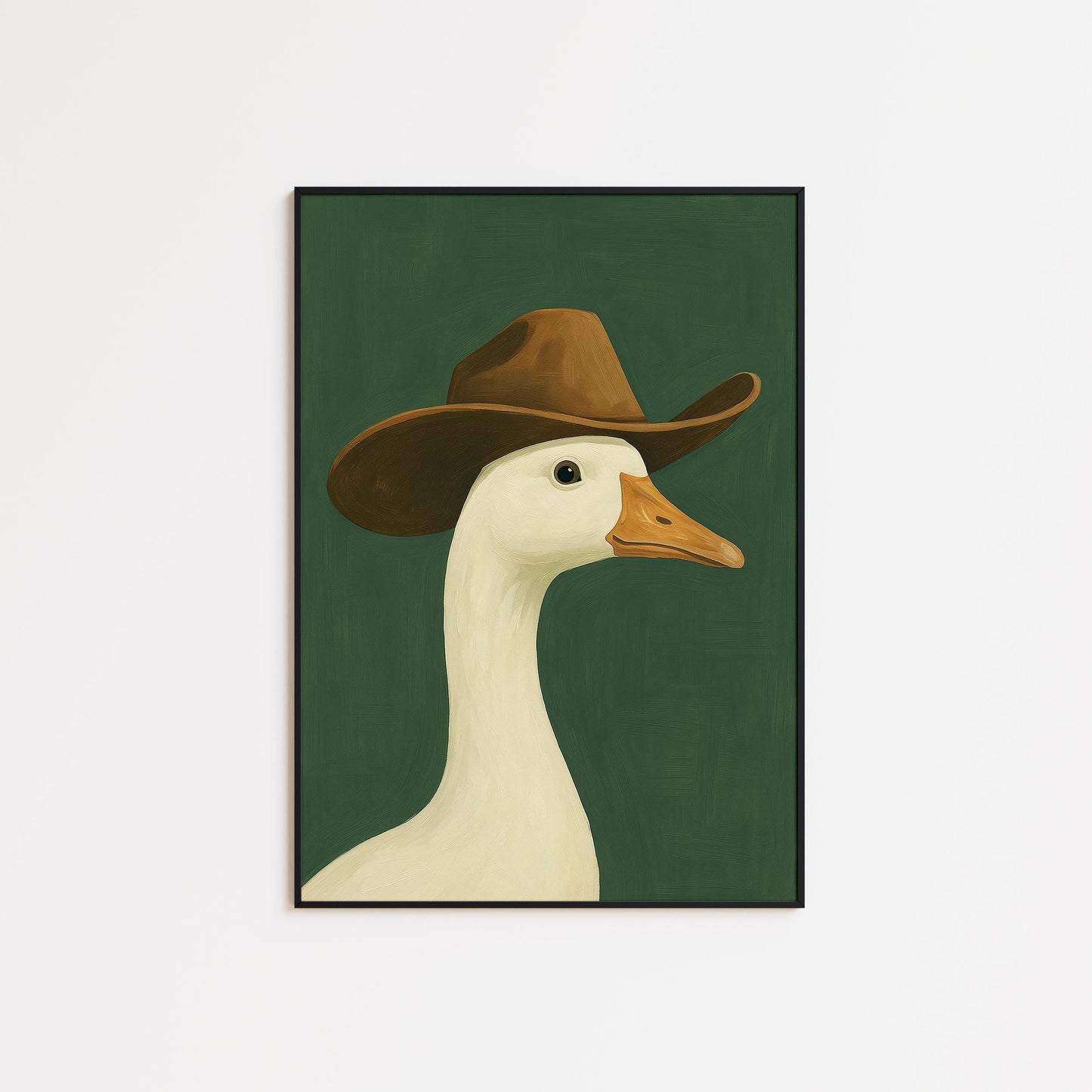 Cowboy Goose Poster – Gouache Animal Print | Rustic Western Wall Art