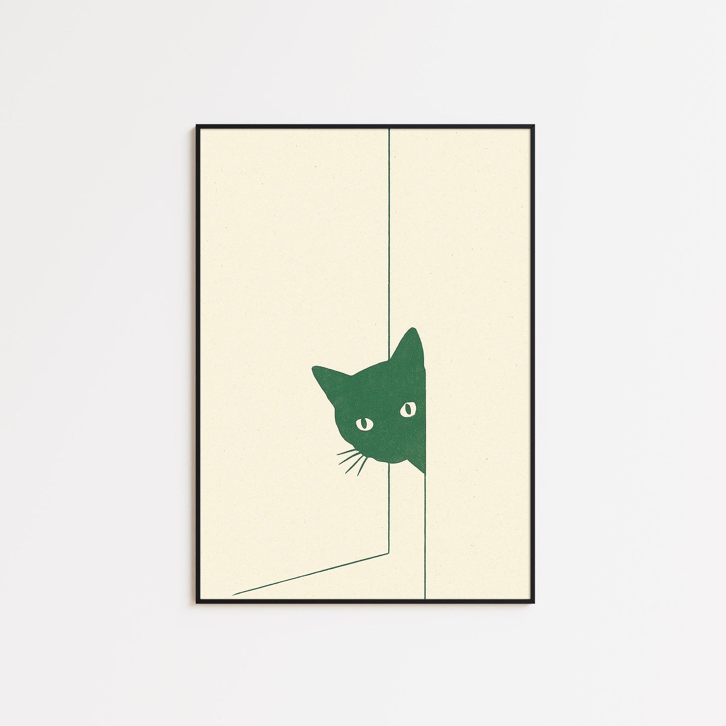 Peeking Cat Minimal Poster – Modern Line Art Wall Print, Cozy Neutral Home Decor