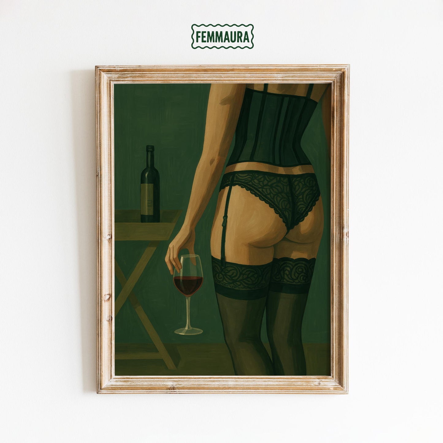 Boudoir Wine Poster – Lingerie Wall Art | Sensual Feminine Home Decor
