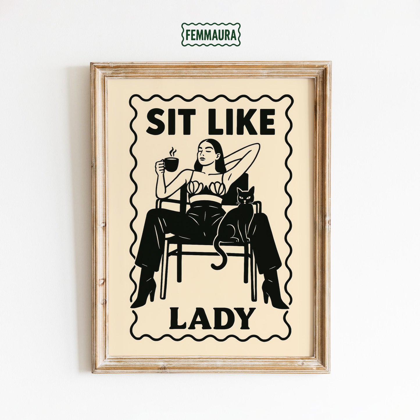 Feminist Poster – Bold Wall Art with Cat Lover Decor and Empowering Quote