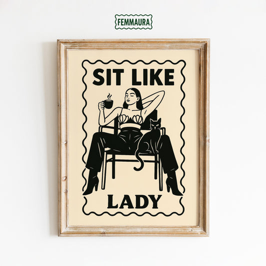 Feminist Poster – Bold Wall Art with Cat Lover Decor and Empowering Quote