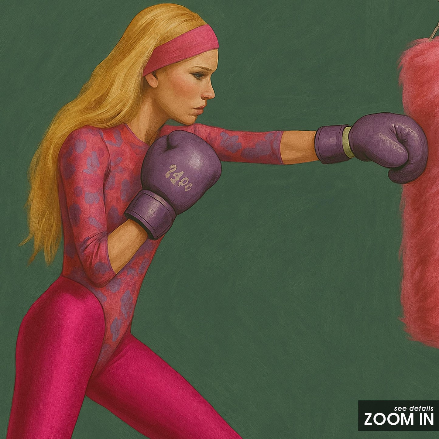 Pink Boxing Poster – Feminist Wall Art | Strong Woman Print, Retro Pop Decor