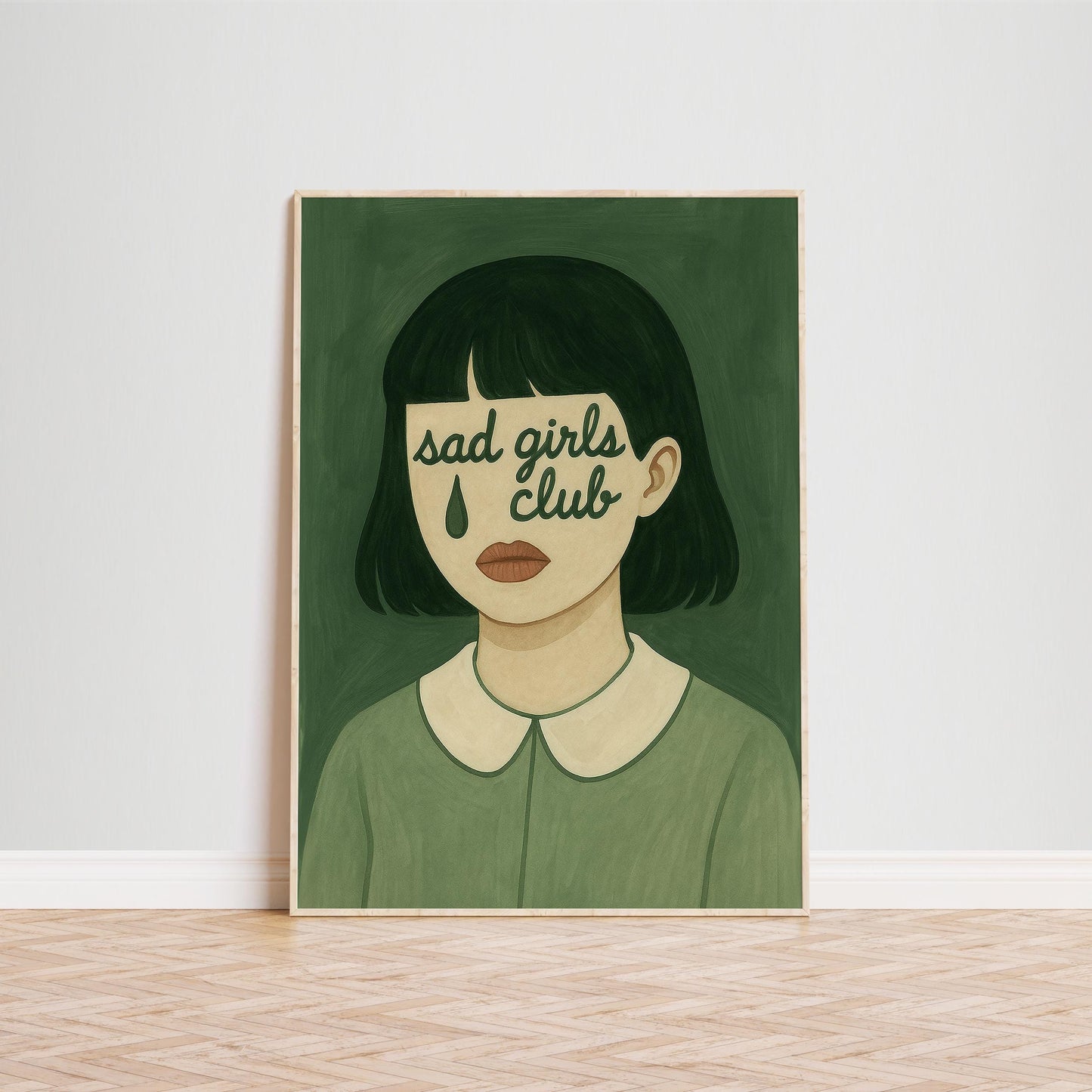 Sad Girls Club Poster – Moody Feminist Retro Wall Art With Vintage Illustration Style